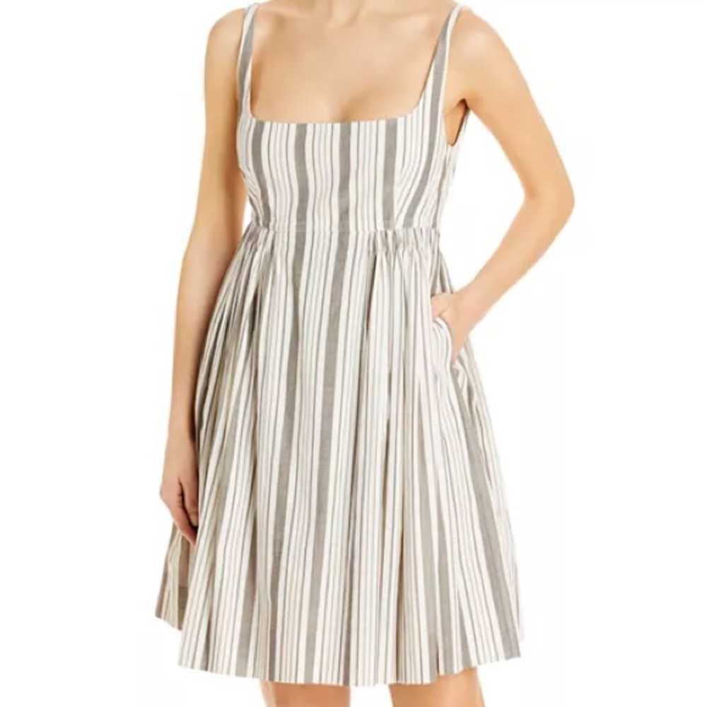 Rebecca Taylor Striped Striped Empire Dress in Black and Cream | Size 4
